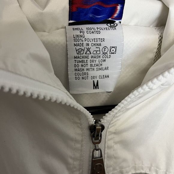 Dimco Apparel Jacket Bar Harbor Maine Medium White Windbreaker Removable Hood VG - Picture 5 of 11